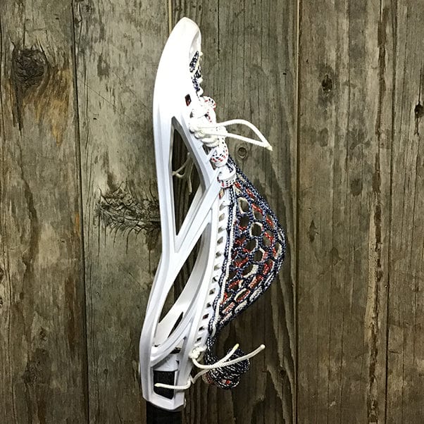 Maverik Mens Heads White/USA Lax Fan Custom Strung White Maverik Kinetik 3 Mens Lacrosse Head with USA Mesh from Lacrosse Fanatic