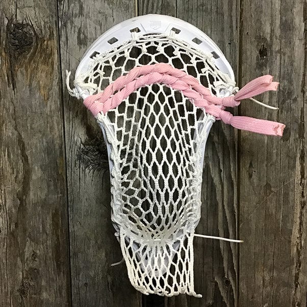 Maverik Mens Heads White/Pink Lax Fan Custom Strung White Maverik Kinetik 3 Mens Lacrosse Head with White Hero Mesh from Lacrosse Fanatic