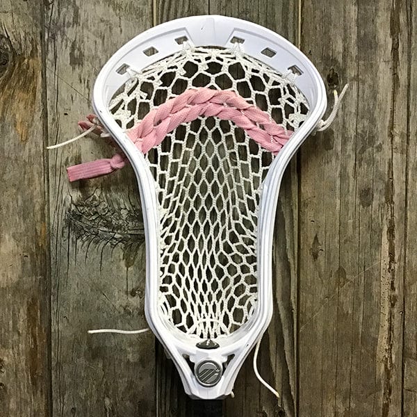 Maverik Mens Heads White/Pink Lax Fan Custom Strung White Maverik Kinetik 3 Mens Lacrosse Head with White Hero Mesh from Lacrosse Fanatic