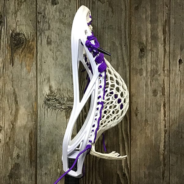 Maverik Mens Heads White/Pink Lax Fan Custom Strung White Maverik Kinetik 3 Mens Lacrosse Head with White Hero Mesh from Lacrosse Fanatic