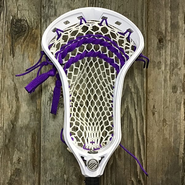Maverik Mens Heads White/Pink Lax Fan Custom Strung White Maverik Kinetik 3 Mens Lacrosse Head with White Hero Mesh from Lacrosse Fanatic