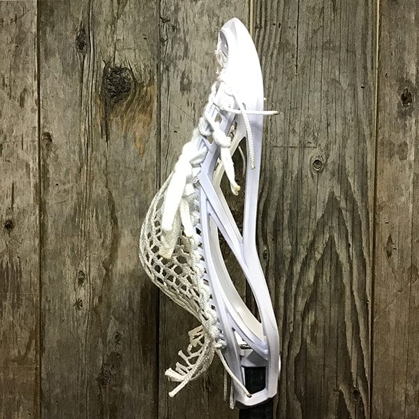 Maverik Mens Heads White/White Lax Fan Custom Strung White Maverik Kinetik 3 Mens Lacrosse Head with White Hero Mesh from Lacrosse Fanatic