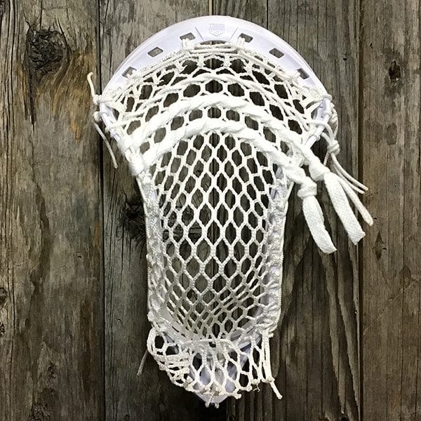 Maverik Mens Heads White/White Lax Fan Custom Strung White Maverik Kinetik 3 Mens Lacrosse Head with White Hero Mesh from Lacrosse Fanatic