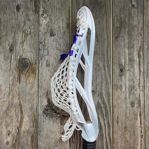 Maverik Mens Heads White/White Lax Fan Custom Strung White Maverik Optik 3 Mens Lacrosse Head with White Hero Mesh from Lacrosse Fanatic