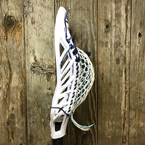 Maverik Mens Heads White/Blue Lax Fan Custom Strung White Maverik Tank 2 Mens Lacrosse Head with Carolina Striker Hero Mesh from Lacrosse Fanatic