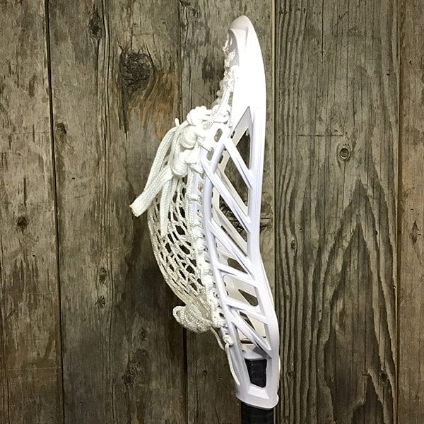 Maverik Mens Heads White/White Lax Fan Custom Strung White Maverik Tank 2 Mens Lacrosse Head with White Hero Mesh from Lacrosse Fanatic