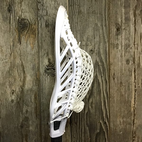 Maverik Mens Heads White/White Lax Fan Custom Strung White Maverik Tank 2 Mens Lacrosse Head with White Hero Mesh from Lacrosse Fanatic