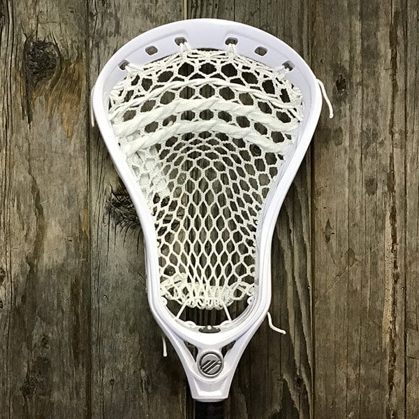 Maverik Mens Heads White/White Lax Fan Custom Strung White Maverik Tank 2 Mens Lacrosse Head with White Hero Mesh from Lacrosse Fanatic