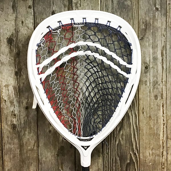 StringKing Goalie Heads White/White Lax Fan Custom Strung White ECD Impact Goalie Lacrosse Head with USA Mesh from Lacrosse Fanatic