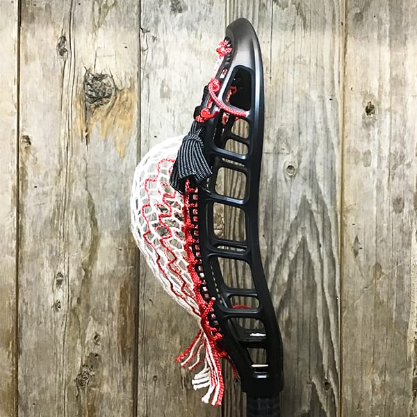 StringKing Mens Heads Black/Red Lax Fan Custom Strung Black StringKing Mark 3T Mens Lacrosse Head with Red Striker Hero Mesh from Lacrosse Fanatic