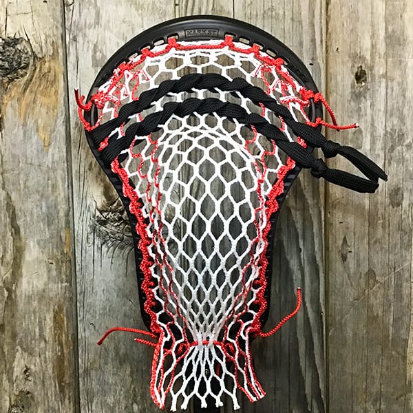 StringKing Mens Heads Black/Red Lax Fan Custom Strung Black StringKing Mark 3T Mens Lacrosse Head with Red Striker Hero Mesh from Lacrosse Fanatic