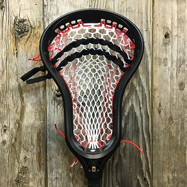 StringKing Mens Heads Black/Red Lax Fan Custom Strung Black StringKing Mark 3T Mens Lacrosse Head with Red Striker Hero Mesh from Lacrosse Fanatic