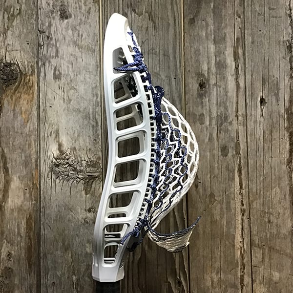 StringKing Mens Heads White/Navy Lax Fan Custom Strung Off-White StringKing Mark 3D Mens Lacrosse Head with Navy Striker Hero Mesh from Lacrosse Fanatic