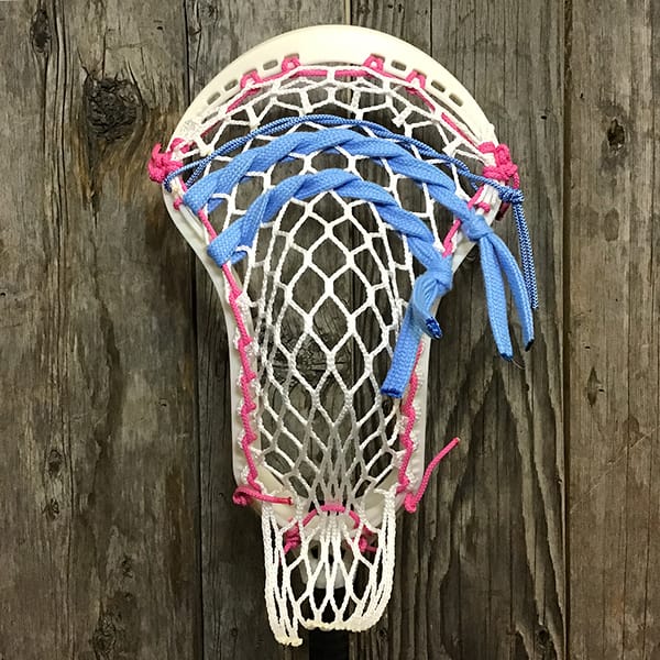 StringKing Mens Heads White/Navy Lax Fan Custom Strung Raw StringKing Mark 3A Mens Lacrosse Head with 7 Diamond Hero 4.0 Mesh from Lacrosse Fanatic