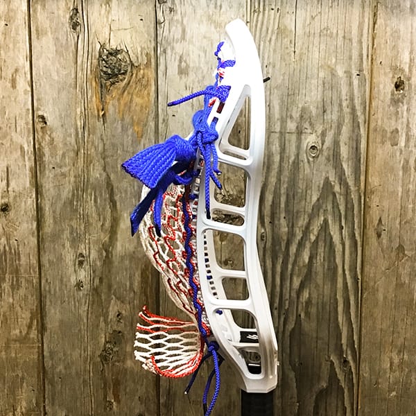 StringKing Mens Heads White/USA Lax Fan Custom Strung White StringKing Mark 3A Mens Lacrosse Head with Red Striker Hero Mesh from Lacrosse Fanatic