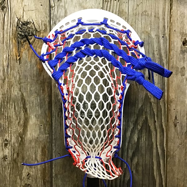 StringKing Mens Heads White/USA Lax Fan Custom Strung White StringKing Mark 3A Mens Lacrosse Head with Red Striker Hero Mesh from Lacrosse Fanatic