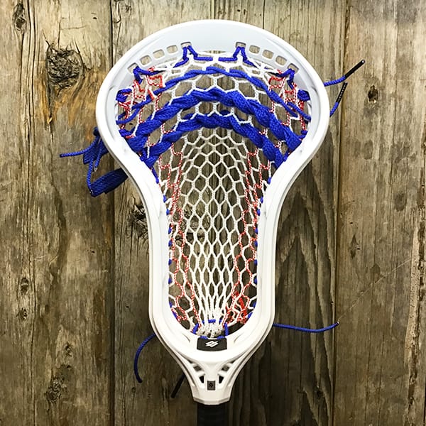StringKing Mens Heads White/USA Lax Fan Custom Strung White StringKing Mark 3A Mens Lacrosse Head with Red Striker Hero Mesh from Lacrosse Fanatic