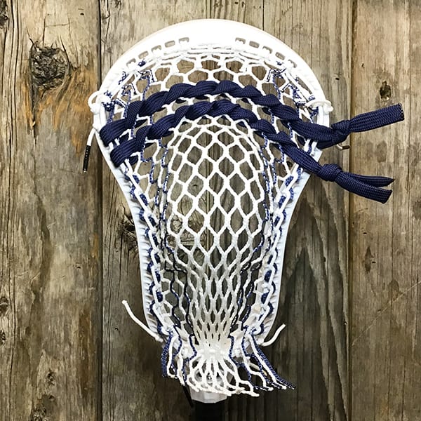 StringKing Mens Heads Black/Navy Lax Fan Custom Strung White StringKing Mark 3D Mens Lacrosse Head with Navy Striker Hero Mesh from Lacrosse Fanatic
