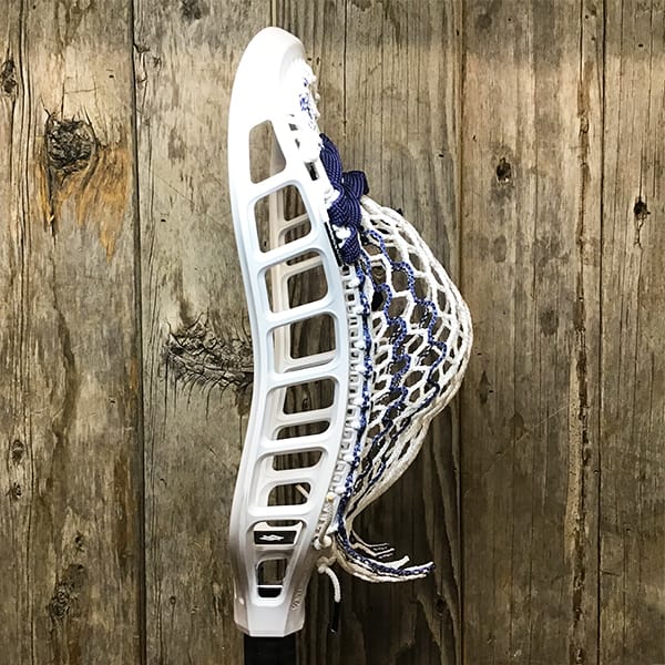 StringKing Mens Heads Black/Navy Lax Fan Custom Strung White StringKing Mark 3D Mens Lacrosse Head with Navy Striker Hero Mesh from Lacrosse Fanatic