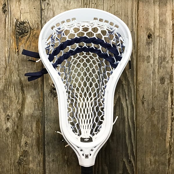 StringKing Mens Heads Black/Navy Lax Fan Custom Strung White StringKing Mark 3D Mens Lacrosse Head with Navy Striker Hero Mesh from Lacrosse Fanatic