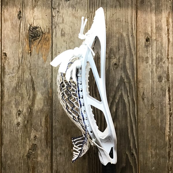 STX Mens Heads White/Navy Lax Fan Custom Strung White STX Hyper Power Mens Lacrosse Head with Navy Striker Hero Mesh from Lacrosse Fanatic