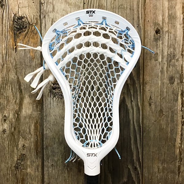 STX Mens Heads White/Carolina Lax Fan Custom Strung White STX Stallion 1k Mens Lacrosse Head with Carolina Striker Hero Mesh\ from Lacrosse Fanatic