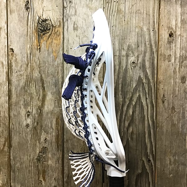 STX Mens Heads White/Navy Lax Fan Custom Strung White STX Surgeon 1k Mens Lacrosse Head with Navy Striker Hero Mesh from Lacrosse Fanatic