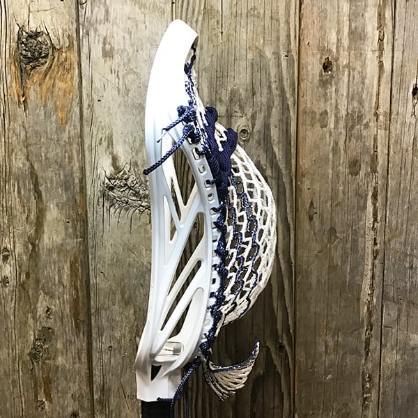 STX Mens Heads White/Navy Lax Fan Custom Strung White STX Surgeon 1k Mens Lacrosse Head with Navy Striker Hero Mesh from Lacrosse Fanatic