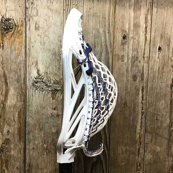 STX Mens Heads White/Navy Lax Fan Custom Strung White STX Surgeon 1k Mens Lacrosse Head with Navy Striker Hero Mesh from Lacrosse Fanatic