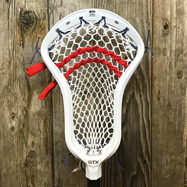 STX Mens Heads White/USA Lax Fan Custom Strung White STX Surgeon 1k Mens Lacrosse Head with White Hero 4s Mesh from Lacrosse Fanatic