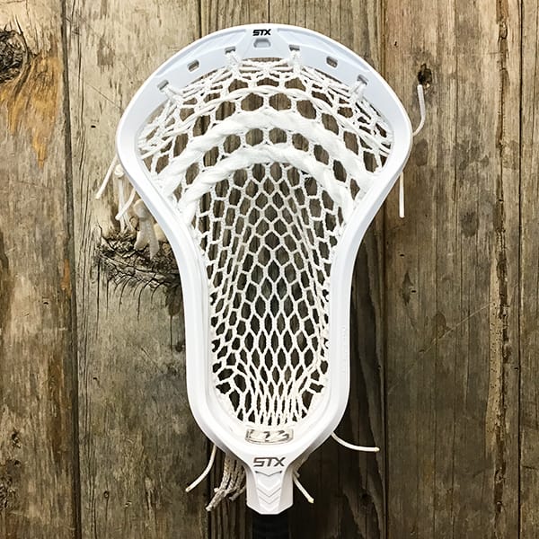 STX Mens Heads White/Navy Lax Fan Custom Strung White STX Surgeon 1k Mens Lacrosse Head with White Hero Mesh from Lacrosse Fanatic