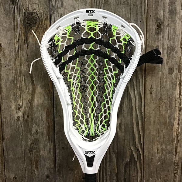 STX Mens Heads White/Black/Green Lax Fan Custom Strung White STX X20 Mens Lacrosse Head with Black/White/Green Mesh from Lacrosse Fanatic