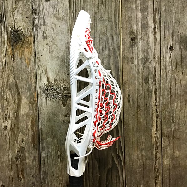 STX Mens Heads White/Red Lax Fan Custom Strung White STX X20 Mens Lacrosse Head with Red Striker Hero Mesh from Lacrosse Fanatic