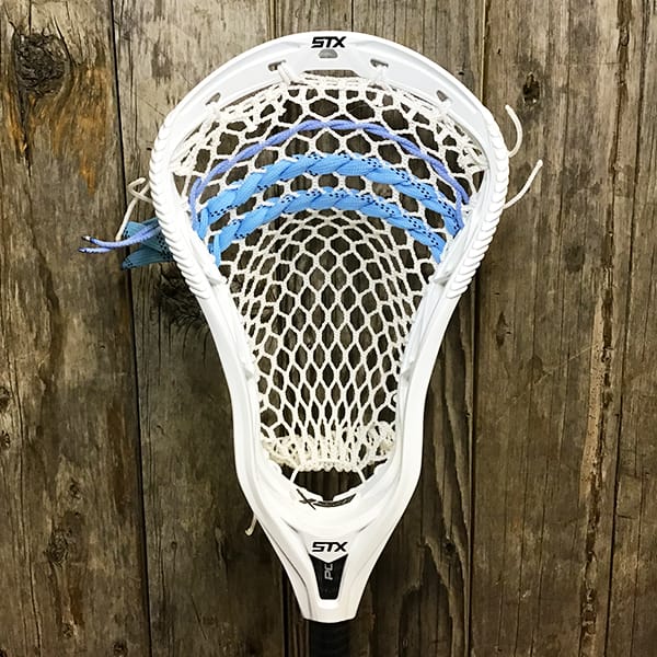 STX Mens Heads White/Carolina Lax Fan Custom Strung White STX X20 Mens Lacrosse Head with White Hero Mesh from Lacrosse Fanatic