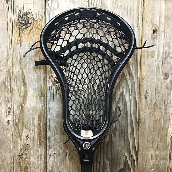 Warrior Mens Heads Black/Black Lax Fan Custom Strung Black Warrior Burn XP2-D Head with Black Hero Mesh from Lacrosse Fanatic