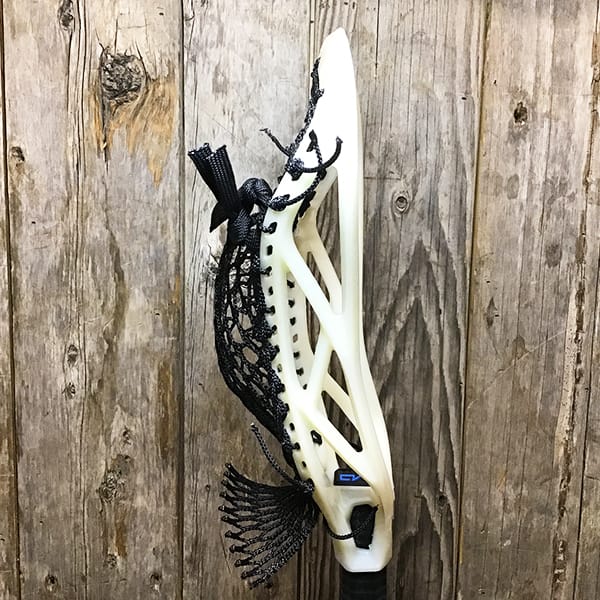 Warrior Mens Heads Natural/Black Lax Fan Custom Strung Natural Warrior Evo QX2-D Head with Black Hero Mesh from Lacrosse Fanatic