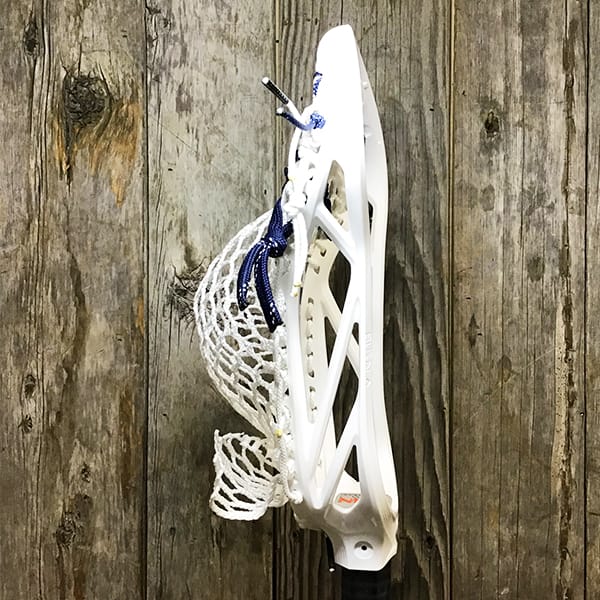 Warrior Mens Heads White/Navy Lax Fan Custom Strung White Warrior Burn Formula Face-Off Head with White Hero Mesh from Lacrosse Fanatic