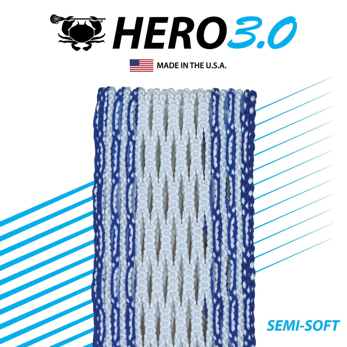 East Coast Dyes stringing supplies Royal Blue Storm Striker / Semi-Soft ECD Hero 3.0 Semi-Soft Royal Blue Storm Striker Lacrosse Mesh from Lacrosse Fanatic