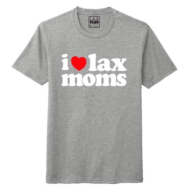 Lacrosse Fanatic Shirts Copy of Lax Fan Original T-Shirt - Heathered Grey with White &quot;I Heart Lax Moms&quot; from Lacrosse Fanatic