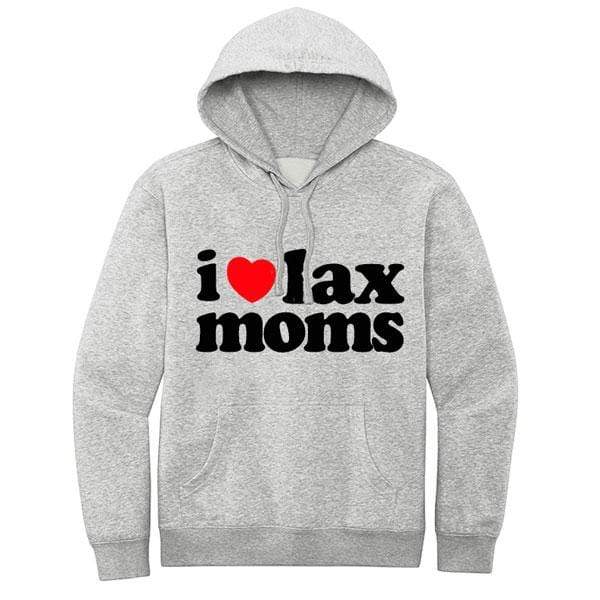 Lacrosse Fanatic Shirts Lax Fan Original Hoodie - Heathered Grey with I Heart Lax Moms from Lacrosse Fanatic