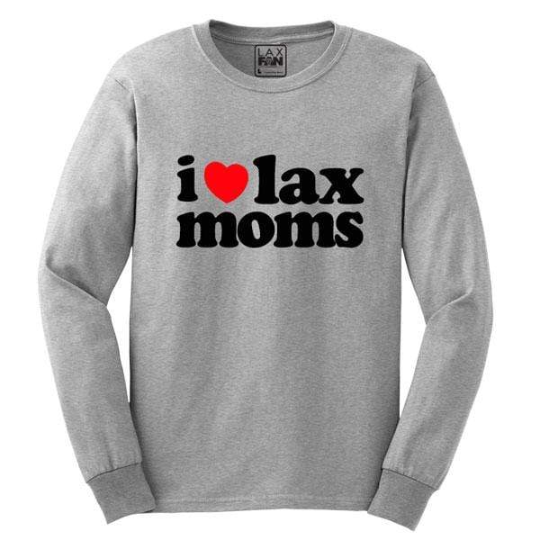 Lacrosse Fanatic Shirts Lax Fan Original  Long Sleeve T-Shirt - Ash Grey with I Heart Lax Moms from Lacrosse Fanatic