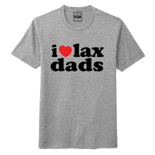 Lacrosse Fanatic Shirts Lax Fan Original T-Shirt - Heathered Grey with I Heart Lax Dads from Lacrosse Fanatic