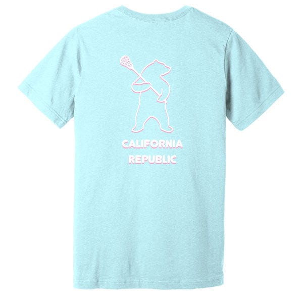 Lacrosse Fanatic Shirts Lax Fan Original T-Shirt - Ice Blue with Pink Bear from Lacrosse Fanatic