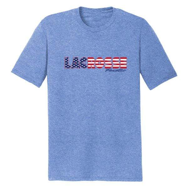Lacrosse Fanatic Shirts Lax Fan Original T-Shirt - Maritime Frost (Blue) with Screen Printed Lacrosse Fanatic USA Graphic from Lacrosse Fanatic
